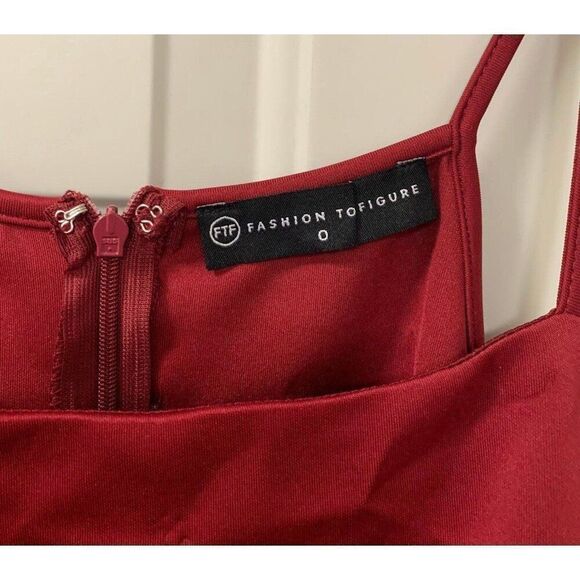 FTF NWT Plus Size 0X Red Dainty Elegant Lace High Low Cut Party Midi Dress - Picture 6 of 8